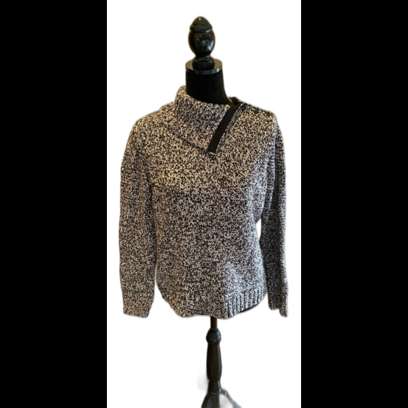 Chaps Womens Sweater Size PXL (fits like Large) Black & White Heavy Knit Casual - Picture 1 of 9
